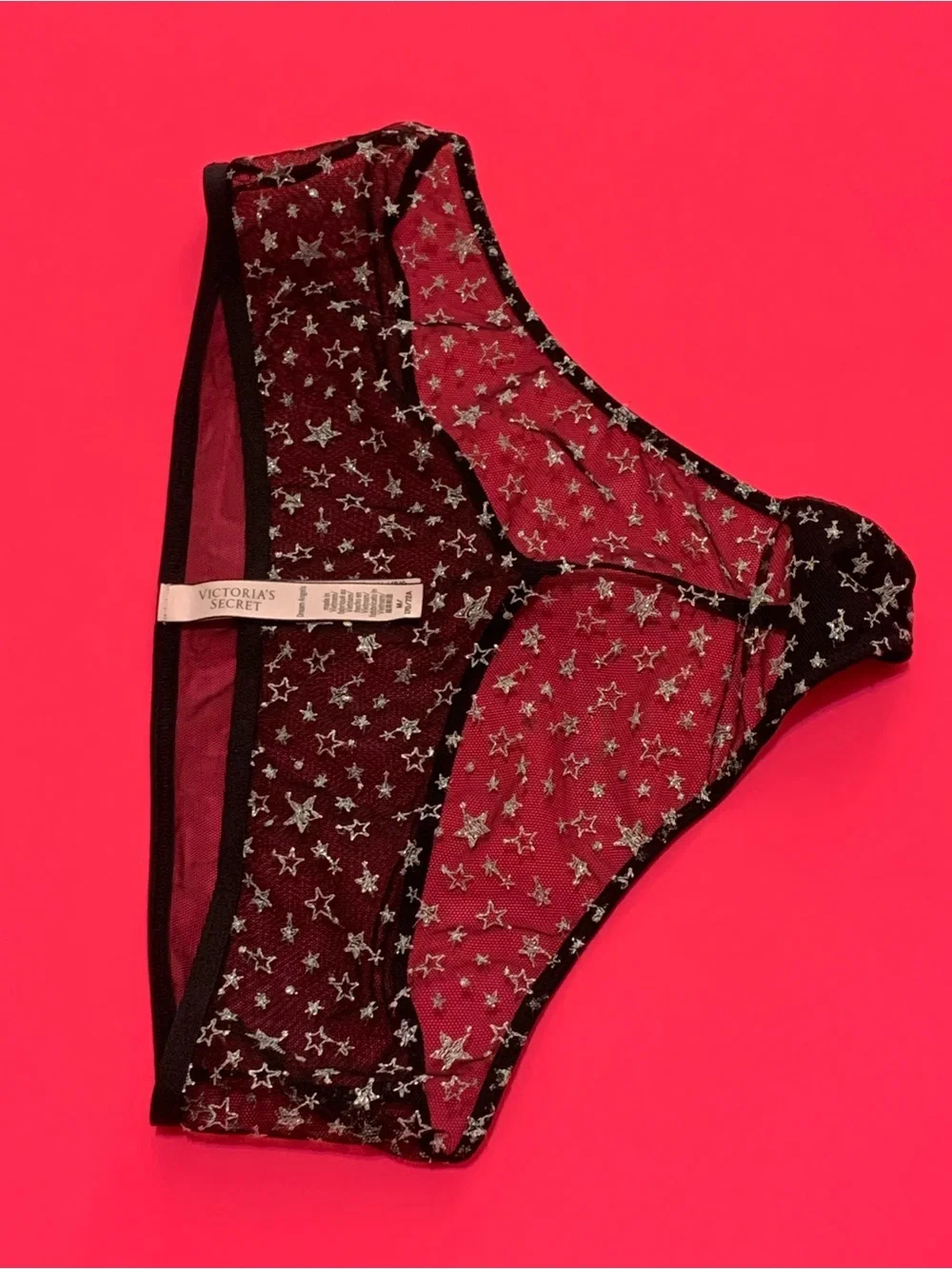 VS Black Sheer Star Mesh Bra & High-Waist panty Set
